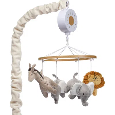 Lambs & Ivy Kids'  Jungle Adventure Elephant/lion Musical Baby Crib Mobile Soother Toy In Neutral