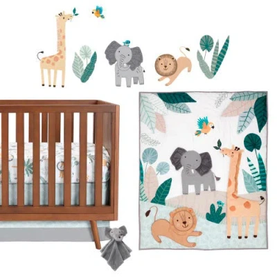 Lambs & Ivy Jungle Friends 5-piece Safari Animals Nursery Baby Crib Bedding Set In Brown