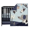 Lambs & Ivy Jungle Party 3-piece Elephant/monkey Baby Crib Bedding Set In Blue