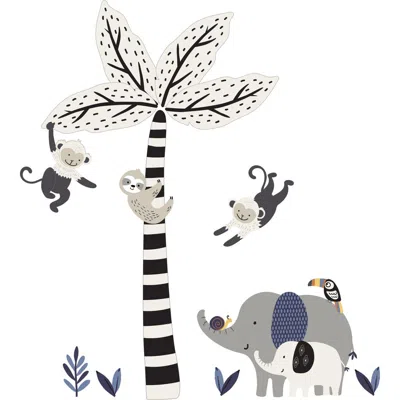 Lambs & Ivy Babies'  Jungle Party Monkey/elephant/tree Nursery Wall Decals/stickers In Multi
