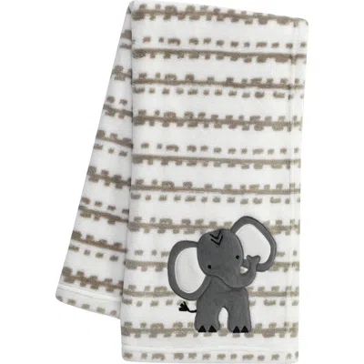 Lambs & Ivy Jungle Safari Plush Minky Elephant Nursery Baby Blanket In White