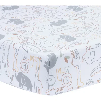 Lambs & Ivy Jungle Story 100% Cotton Safari Baby Fitted Crib Sheet In White