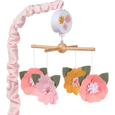 Lambs & Ivy Kids'  Little Garden Felt Flowers Musical Baby Crib Mobile Soother Toy In Orange