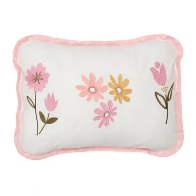 Lambs & Ivy Little Garden Luxury Embroidered Floral Decorative Throw Pillow In Multi