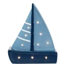 Lambs & Ivy Little Skipper Hand Painted Nautical Sailboat Table Top Lamp/light In Blue