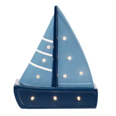 Lambs & Ivy Little Skipper Hand Painted Nautical Sailboat Table Top Lamp/light In Blue