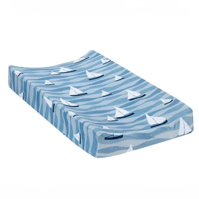 Lambs & Ivy Little Skipper Nautical Ocean Sailboat Soft Changing Pad Cover In Blue