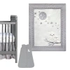 Lambs & Ivy Luna Celestial Owl 4-piece Nursery Baby Crib Bedding Set In Gray