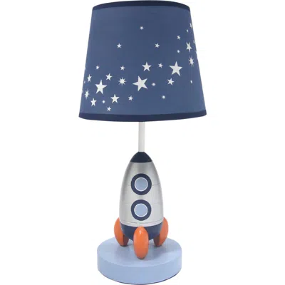 Lambs & Ivy Milky Way Rocket Ship Nursery Lamp With Shade & Bulb In Blue