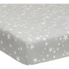 Lambs & Ivy Milky Way Stars 100% Cotton Baby Fitted Crib Sheet In Gray