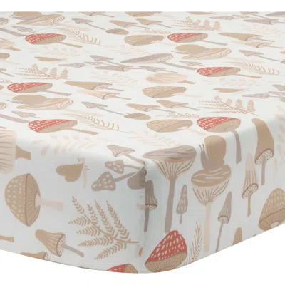 Lambs & Ivy Mushroom Meadow Organic Cotton Fitted Crib Sheet In Neutral