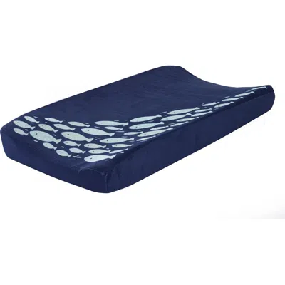 Lambs & Ivy Babies'  Oceania Soft Minky Fish Nautical/ocean Theme Diaper Changing Pad Cover In Blue