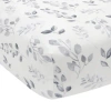 Lambs & Ivy Painted Forest Watercolor Leaf Print Baby Fitted Crib Sheet In Gray