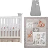 Lambs & Ivy Painted Forest Woodland Animals 4-piece Nursery Baby Crib Bedding Set In Gray