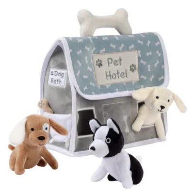 Lambs & Ivy Pet Hotel Interactive Plush Playset Toy W/ 3 Stuffed Animal Dogs In Multi
