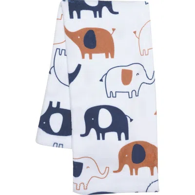 Lambs & Ivy Playful Elephant Printed Fleece Baby Blanket In White