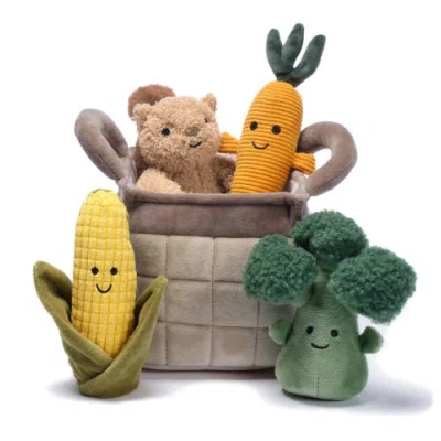 Lambs & Ivy Kids'  Plush Veggie Basket Play Set With Interactive Stuffed Vegetable Toys In Multi
