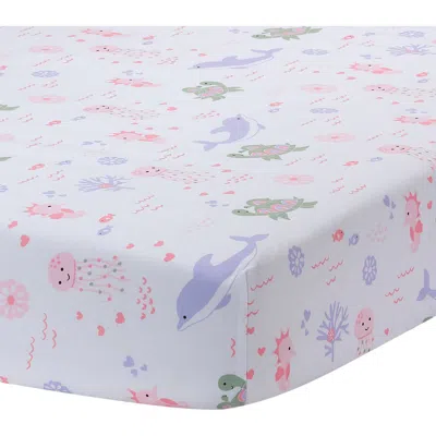 Lambs & Ivy Sea Dreams Soft 100% Cotton Nautical Ocean Fitted Crib Sheet In White