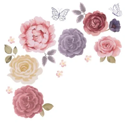 Lambs & Ivy Secret Garden Large Flowers/butterflies Wall Decals/stickers In Multi