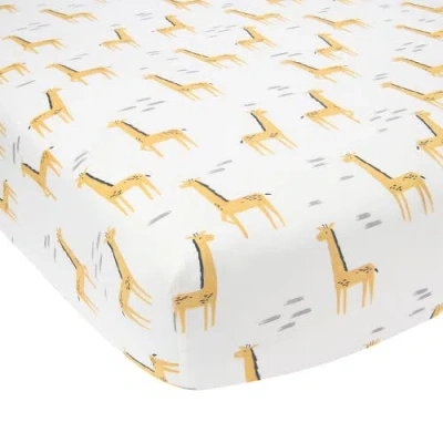 Lambs & Ivy Signature Giraffe Organic Cotton Fitted Crib Sheet In White