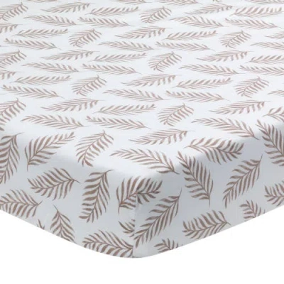 Lambs & Ivy Signature Leaves Print Organic Cotton Fitted Crib Sheet In Brown