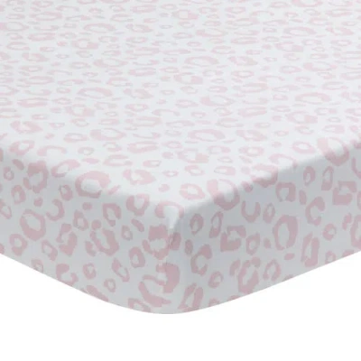 Lambs & Ivy Signature Leopard Organic Cotton Fitted Crib Sheet In Pink