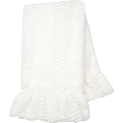 Lambs & Ivy Signature Ruffled Lux Minky/jersey Chevron Baby Blanket In White