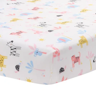 Lambs & Ivy Snuggle Jungle Pastel Safari Cotton Jersey Baby Fitted Crib Sheet In Multi