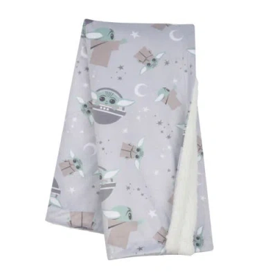 Lambs & Ivy Star Wars Cozy Friends Baby Yoda/grogu Fleece Baby Blanket In Gray