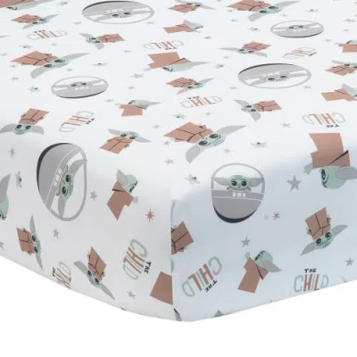 Lambs & Ivy Star Wars Mandalorian The Child/baby Yoda/grogu Fitted Crib Sheet In White