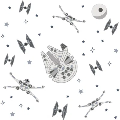 Lambs & Ivy Babies'  Star Wars Squadron X-wing/tie Fighter/millennium Falcon Wall Decals In Gray