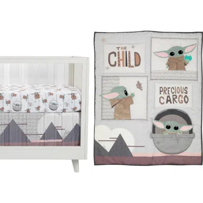 Lambs & Ivy Star Wars The Child Baby Yoda Nursery 3-piece Baby Crib Bedding Set In Gray