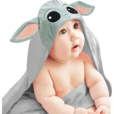 Lambs & Ivy Star Wars The Child/baby Yoda/grogu Gray Hooded Baby Bath Towel In Green
