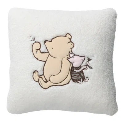 Lambs & Ivy Storytime Pooh Soft Faux Shearling Nursery Throw Pillow In White
