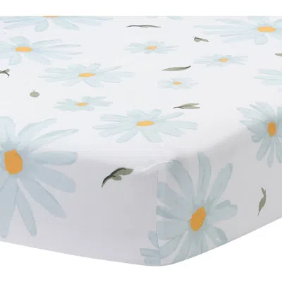 Lambs & Ivy Sweet Daisy 100% Cotton Floral Baby Fitted Crib Sheet In Blue