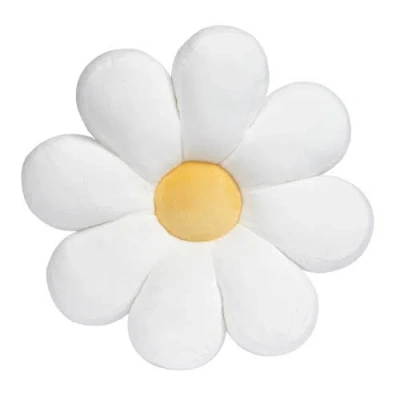Lambs & Ivy Sweet Daisy Flower Decorative Pillow Plush Stuffed Toy In White