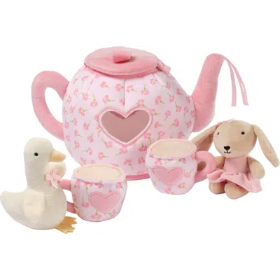 Lambs & Ivy Tea Party Interactive Plush Playset Toy W/ Cups, Pot, Goose & Bunny In Pink