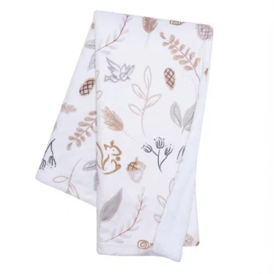 Lambs & Ivy Treetop Fox Woodland/forest Minky/faux Shearling Fleece Baby Blanket In White