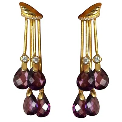 Lamide Sadipe Women's Nerida Amethyst Gold Dangle Earrings
