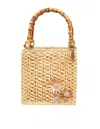 Lamilanesa Camille Small Tote Bag In Straw With Flowers Applied