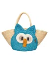 Lamilanesa Cioffi Handbag In Raffia Natural And Turquoise Color In Multi