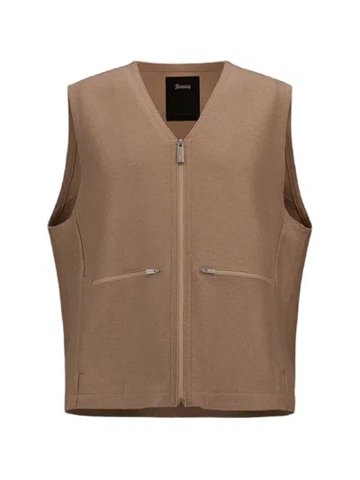 Laminar Brushed-finish V-neck Gilet In Brown