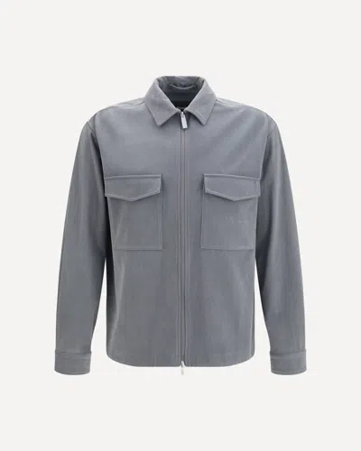 Laminar Zip-up Corduroy Shirt Jacket In Gray