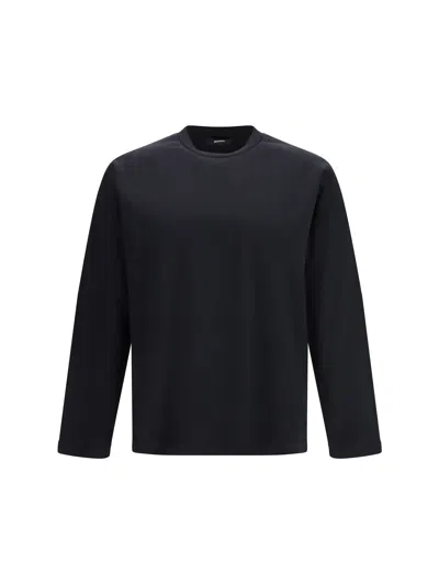 Laminar Cotton Crew Neck Long-sleeved T-shirt In Black