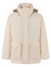 Laminar Down Jacket With Silver Hood In White