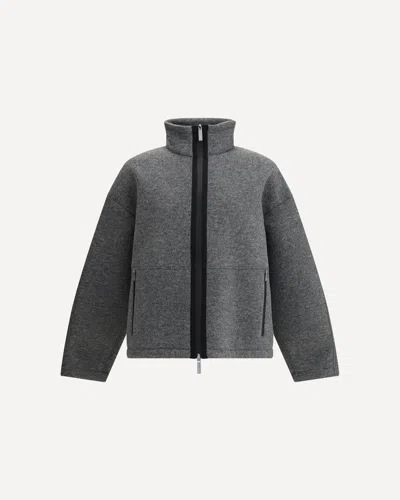 LAMINAR GREY JACKET WITH HIGH COLLAR