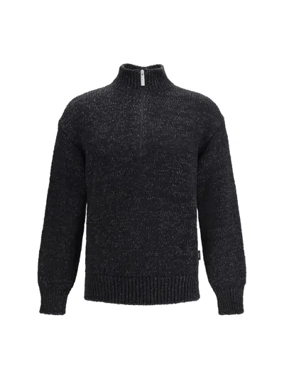 Laminar Half-zip Wool-blend Sweater In Black