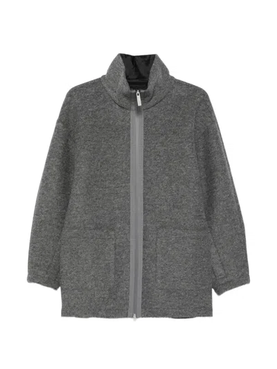 Laminar High-neck Zip-fastening Jacket In Gray