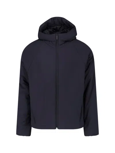Laminar Sleek Black Zip-up Hooded Jacket With Minimalist Design In Blue