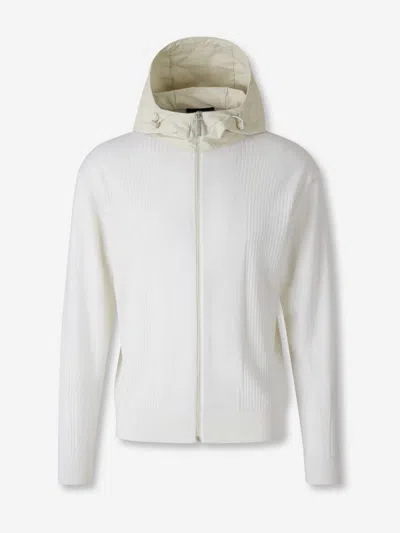 Laminar Ribbed Hooded Knit Sweater In White
